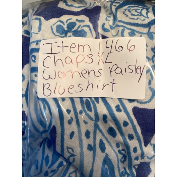 Chaps Womens 100% Cotton Shirt Size Large Paisley Coastal Preppy Nautical Career - Picture 10 of 11